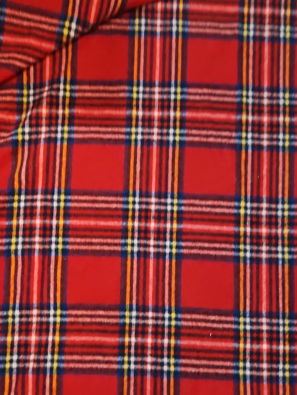 L.L. Bean Red Stewart Tarten Plaid 100% Wool Blanket 86x95 Vintage 1980's